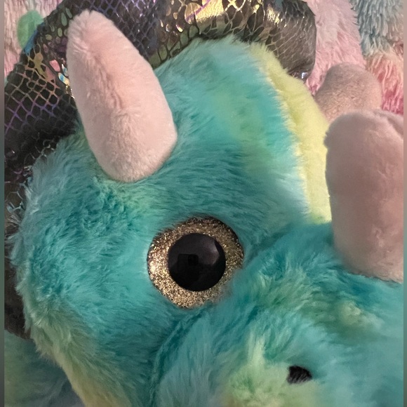 Green & Blue Dinosaur with Shiny Heart Comb & Feet * Stuffed Animal Pillow - Picture 13 of 16